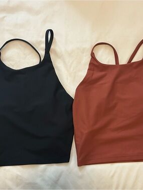 Bundle Old Navy Women's Athletic Powersoft Tank Top - Black & Burnt Orange
